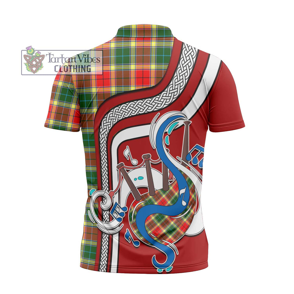 Gibson (Gibbs or Gibsone) Tartan Zipper Polo Shirt with Epic Bagpipe Style - Tartanvibesclothing Shop