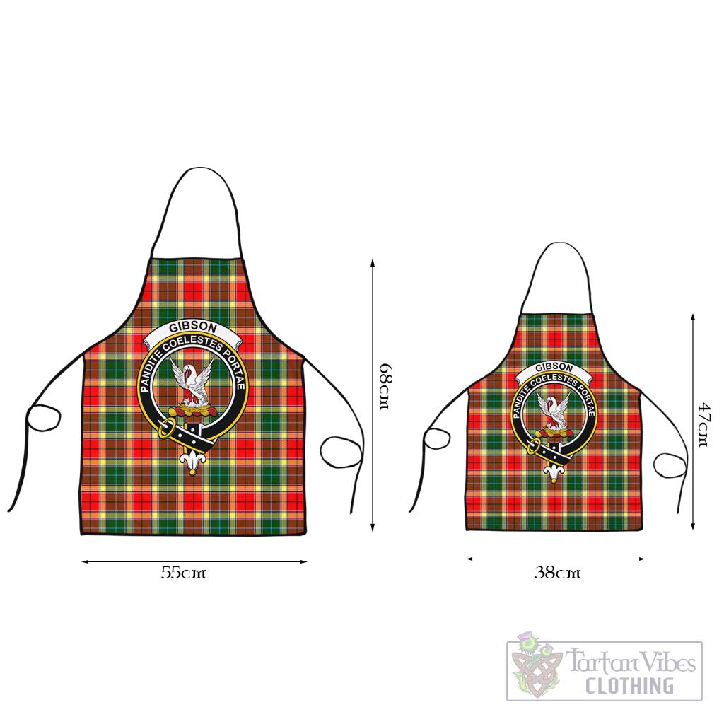 Gibson (Gibbs or Gibsone) Tartan Apron with Family Crest Black L 55x68 cm - Tartan Vibes Clothing