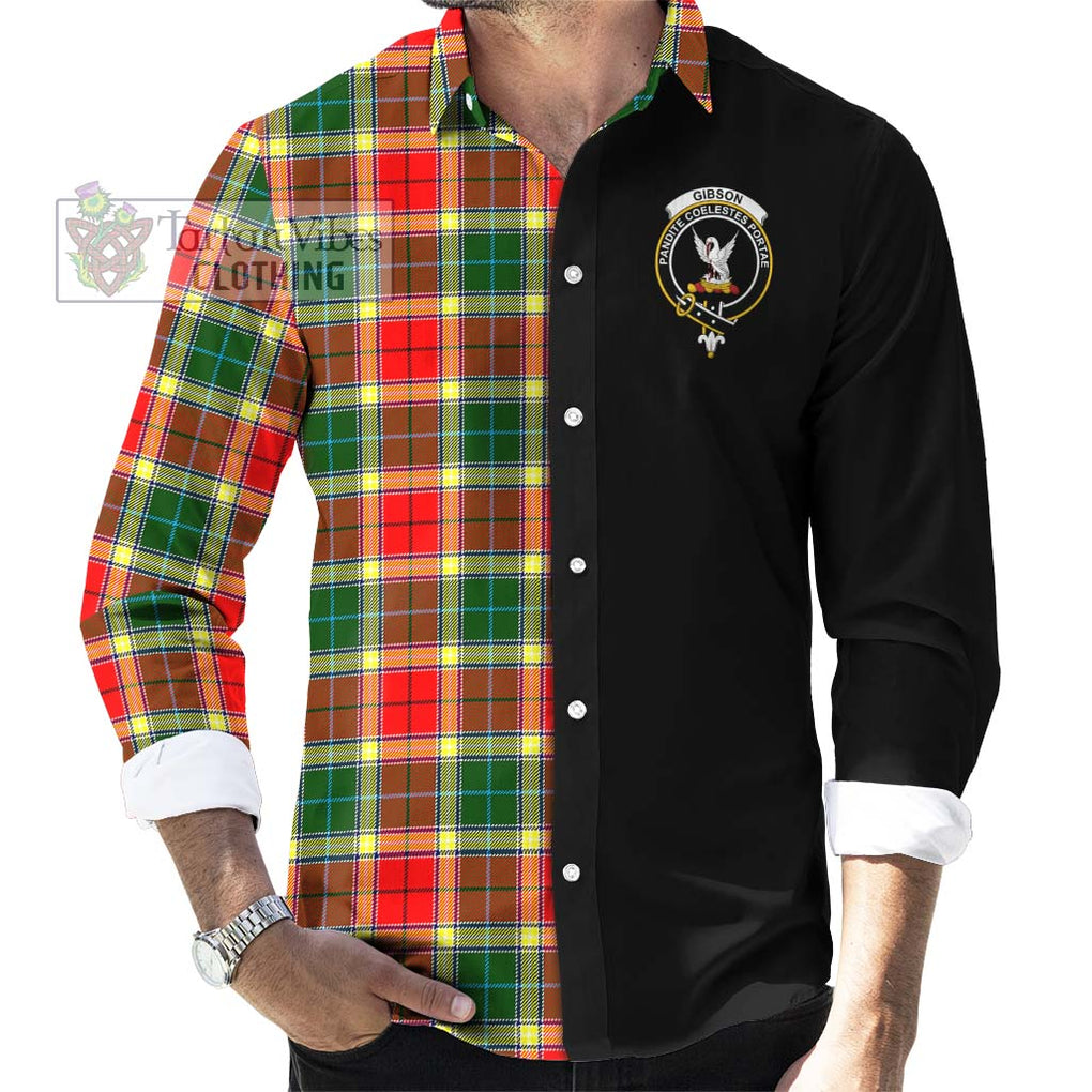 Gibson (Gibbs or Gibsone) Tartan Long Sleeve Button Shirt with Family Crest and Half Of Me Style - Tartanvibesclothing Shop