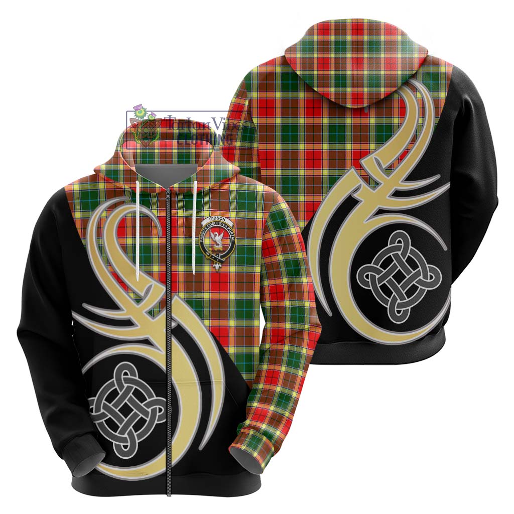 Gibson (Gibbs or Gibsone) Tartan Hoodie with Family Crest and Celtic Symbol Style - Tartan Vibes Clothing