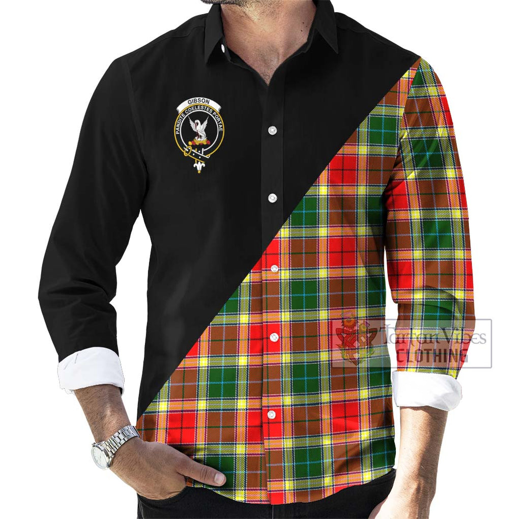 Gibson (Gibbs or Gibsone) Tartan Long Sleeve Button Shirt with Family Crest and Military Logo Style - Tartanvibesclothing Shop