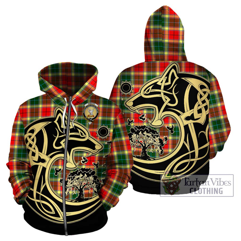 Gibson (Gibbs or Gibsone) Tartan Hoodie with Family Crest Celtic Wolf Style - Tartan Vibes Clothing