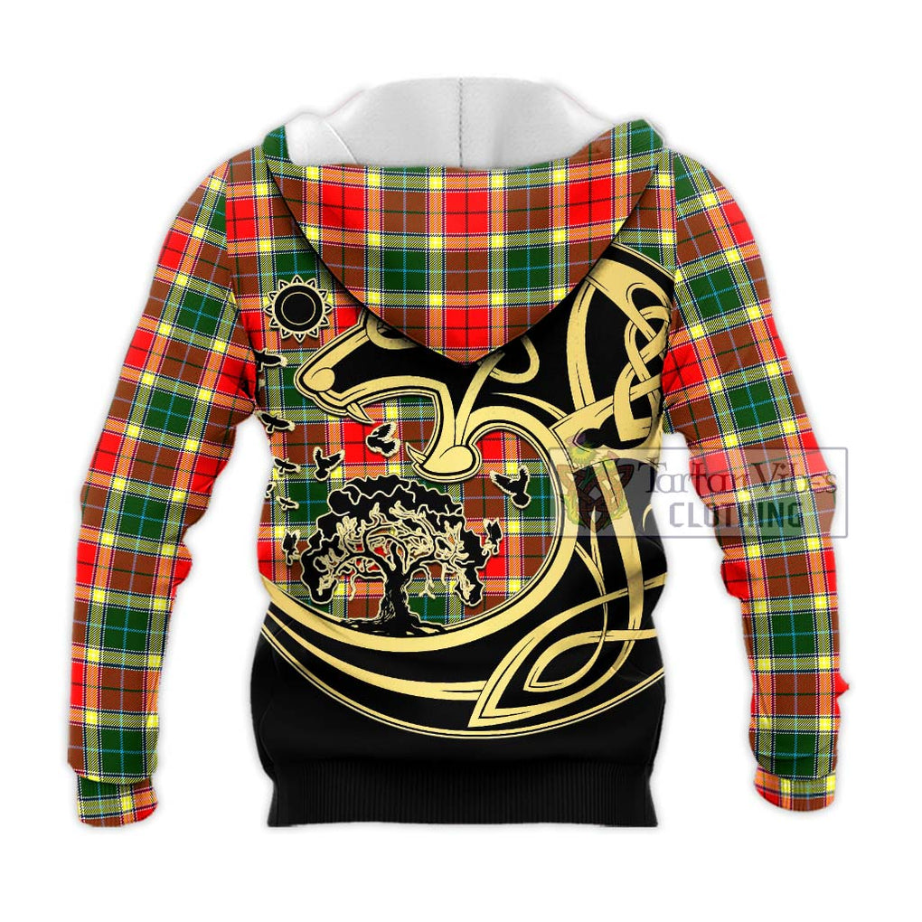 Gibson (Gibbs or Gibsone) Tartan Knitted Hoodie with Family Crest Celtic Wolf Style - Tartan Vibes Clothing