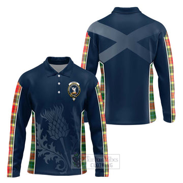 Gibson (Gibbs or Gibsone) Tartan Long Sleeve Polo Shirt with Family Crest and Scottish Thistle Vibes Sport Style