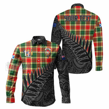 Gibson (Gibbs or Gibsone) Crest Tartan Long Sleeve Button Shirt with New Zealand Silver Fern Half Style