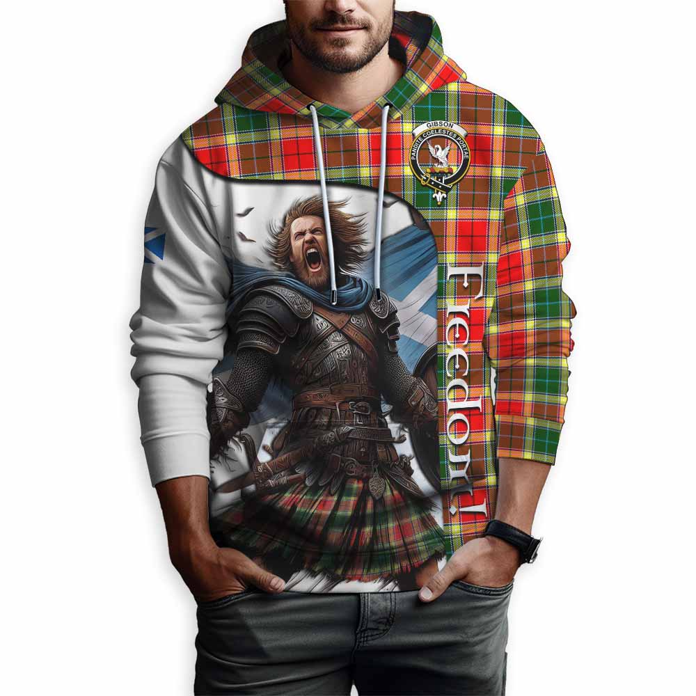 Tartan Vibes Clothing Gibson (Gibbs or Gibsone) Crest Tartan Hoodie Inspired by the Freedom of Scottish Warrior