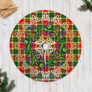 Gibson (Gibbs or Gibsone) Tartan Christmas Tree Skirt with Thistle Celtic Knot Style