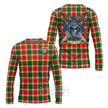 Gibson (Gibbs or Gibsone) Tartan Long Sleeve T-Shirt with Family Crest Celtic Skull Style