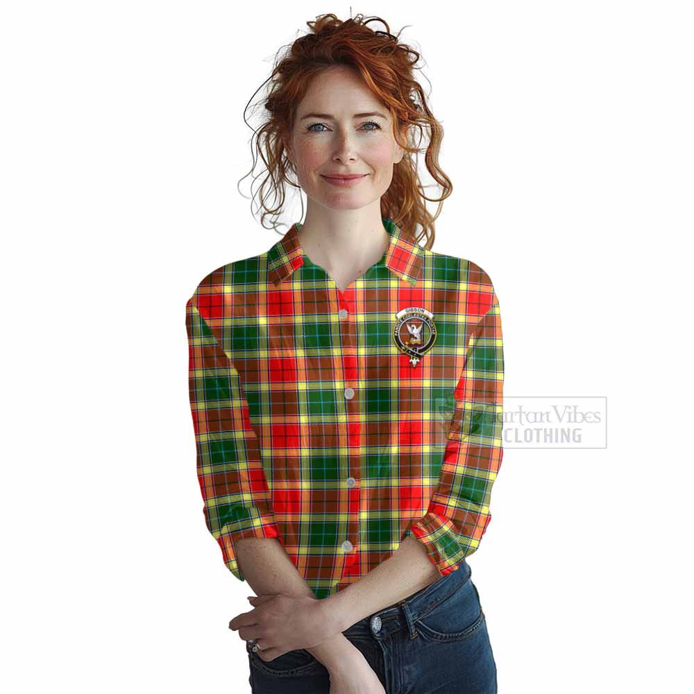 Tartan Vibes Clothing Gibson (Gibbs or Gibsone) Tartan Women's Casual Shirt with Family Crest DNA In Me Style