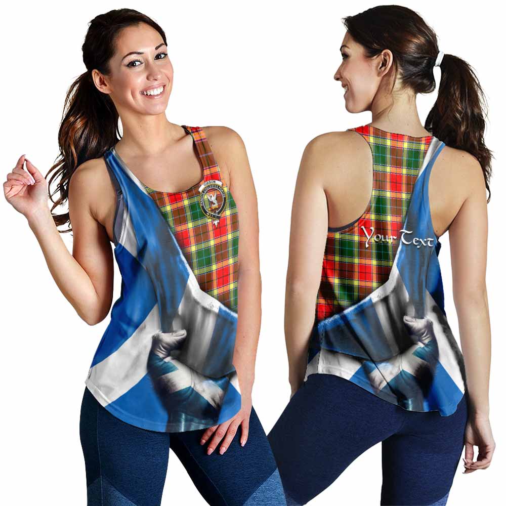 Tartan Vibes Clothing Gibson (Gibbs or Gibsone) Tartan Women's Racerback Tanks with Family Crest Scotland Patriotic Style