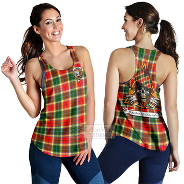 Gibson (Gibbs or Gibsone) Tartan Women's Racerback Tanks with Family Crest and Bearded Skull Holding Bottles of Whiskey