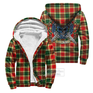 Gibson (Gibbs or Gibsone) Tartan Sherpa Hoodie with Family Crest Celtic Skull Style