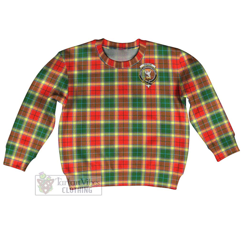 Tartan Vibes Clothing Gibson (Gibbs or Gibsone) Tartan Kid Ugly Sweater with Family Crest