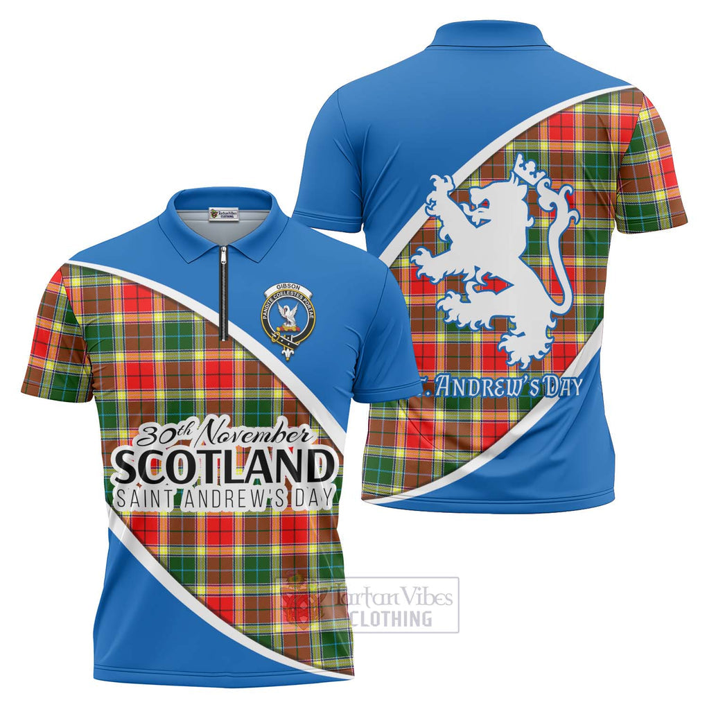 Tartan Vibes Clothing Gibson (Gibbs or Gibsone) Family Crest Tartan Zipper Polo Shirt Celebrate Saint Andrew's Day in Style