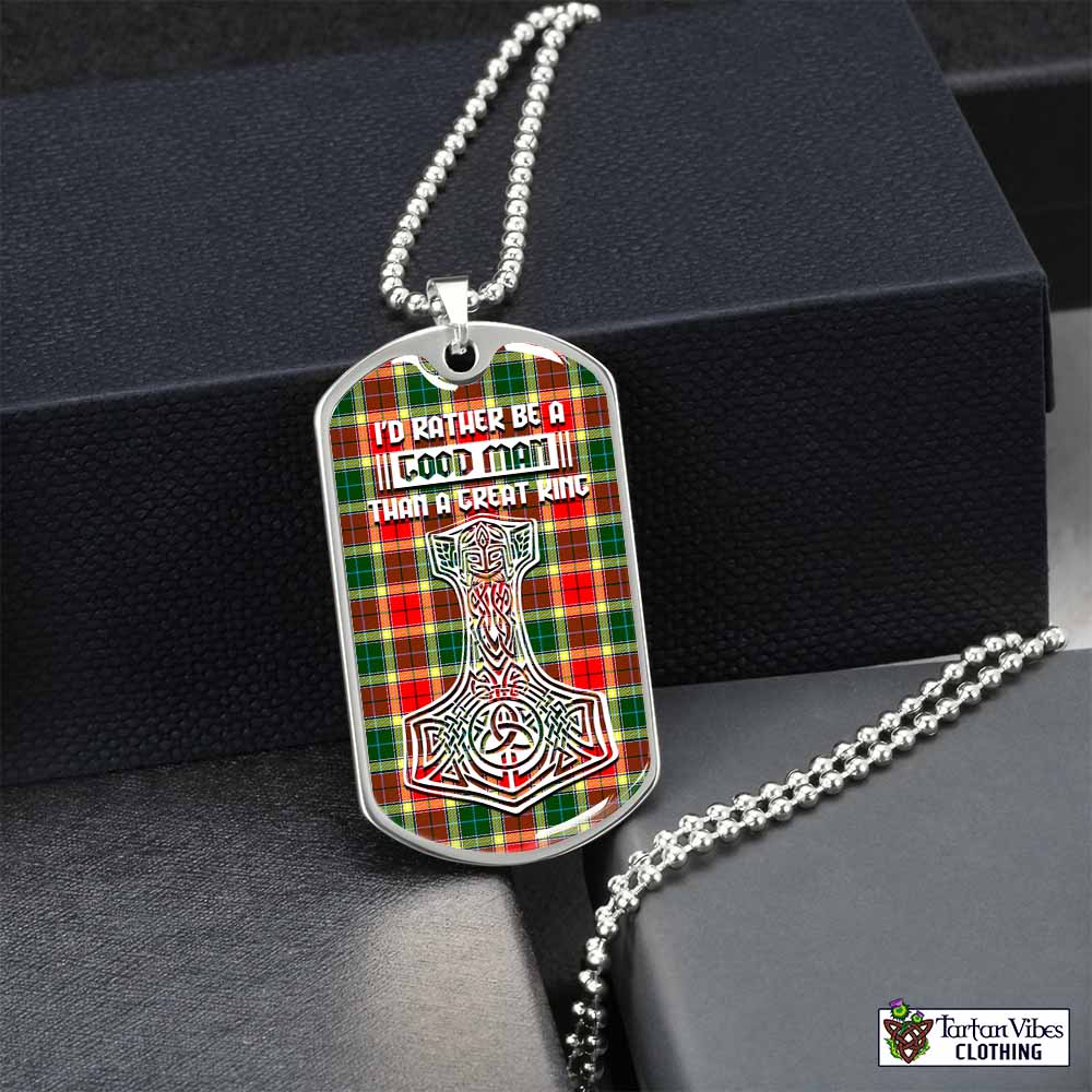 Tartan Vibes Clothing Gibson (Gibbs or Gibsone) Tartan Dog Tag Necklace Viking Mjolnir Style