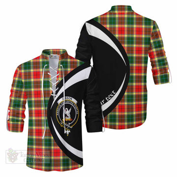 Gibson (Gibbs or Gibsone) Tartan Ghillie Kilt Shirt with Family Crest Circle Style