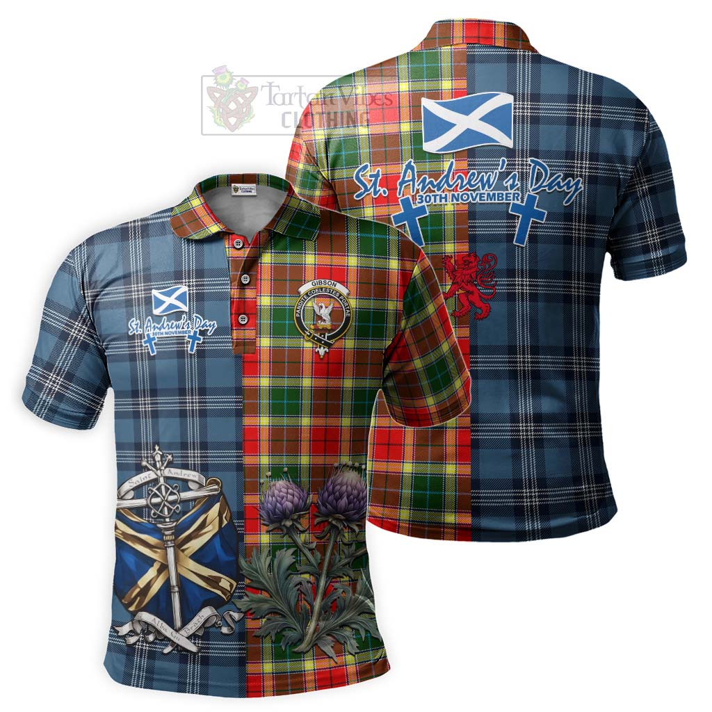 Tartan Vibes Clothing Gibson (Gibbs or Gibsone) Tartan Polo Shirt Happy St. Andrew's Day Half Tartan Style