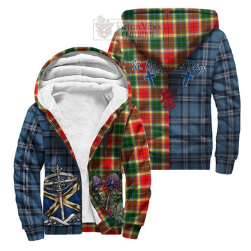 Gibson (Gibbs or Gibsone) Tartan Sherpa Hoodie Happy St. Andrew's Day Half Tartan Style