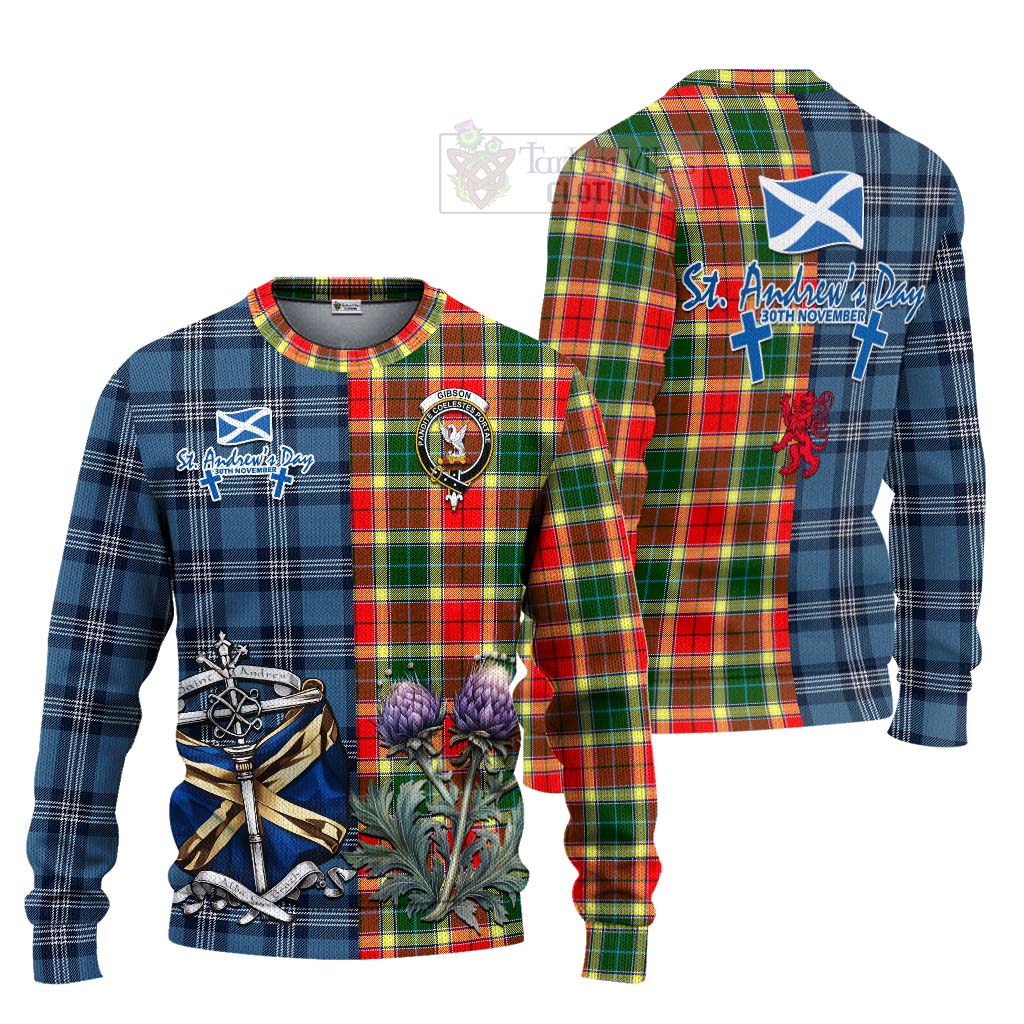 Tartan Vibes Clothing Gibson (Gibbs or Gibsone) Tartan Knitted Sweater Happy St. Andrew's Day Half Tartan Style