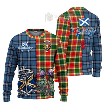 Gibson (Gibbs or Gibsone) Tartan Knitted Sweater Happy St. Andrew's Day Half Tartan Style