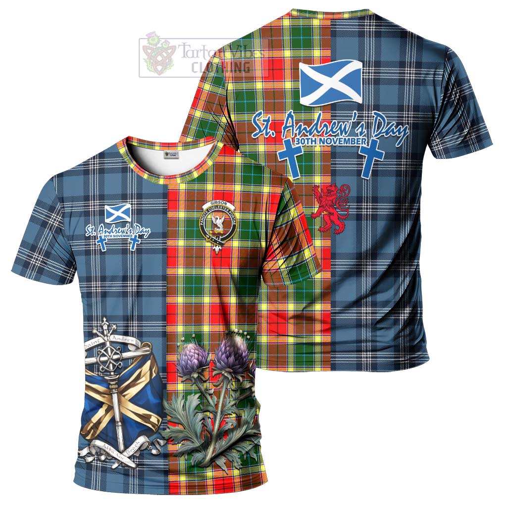 Tartan Vibes Clothing Gibson (Gibbs or Gibsone) Tartan T-Shirt Happy St. Andrew's Day Half Tartan Style