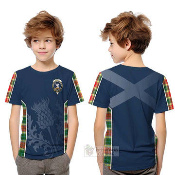 Gibson (Gibbs or Gibsone) Tartan Kid T-Shirt with Family Crest and Scottish Thistle Vibes Sport Style