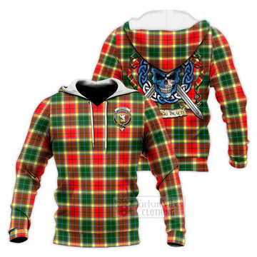 Gibson (Gibbs or Gibsone) Tartan Knitted Hoodie with Family Crest Celtic Skull Style