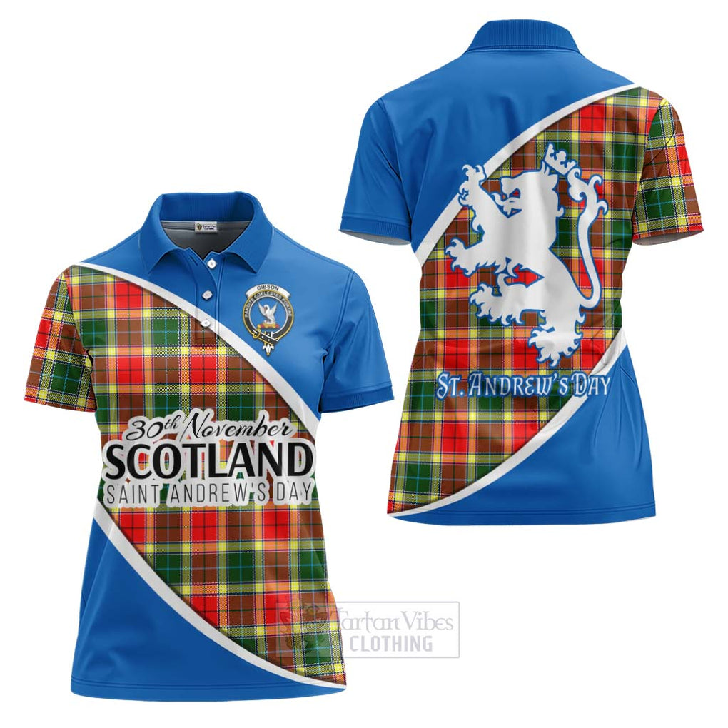 Tartan Vibes Clothing Gibson (Gibbs or Gibsone) Family Crest Tartan Women's Polo Shirt Celebrate Saint Andrew's Day in Style