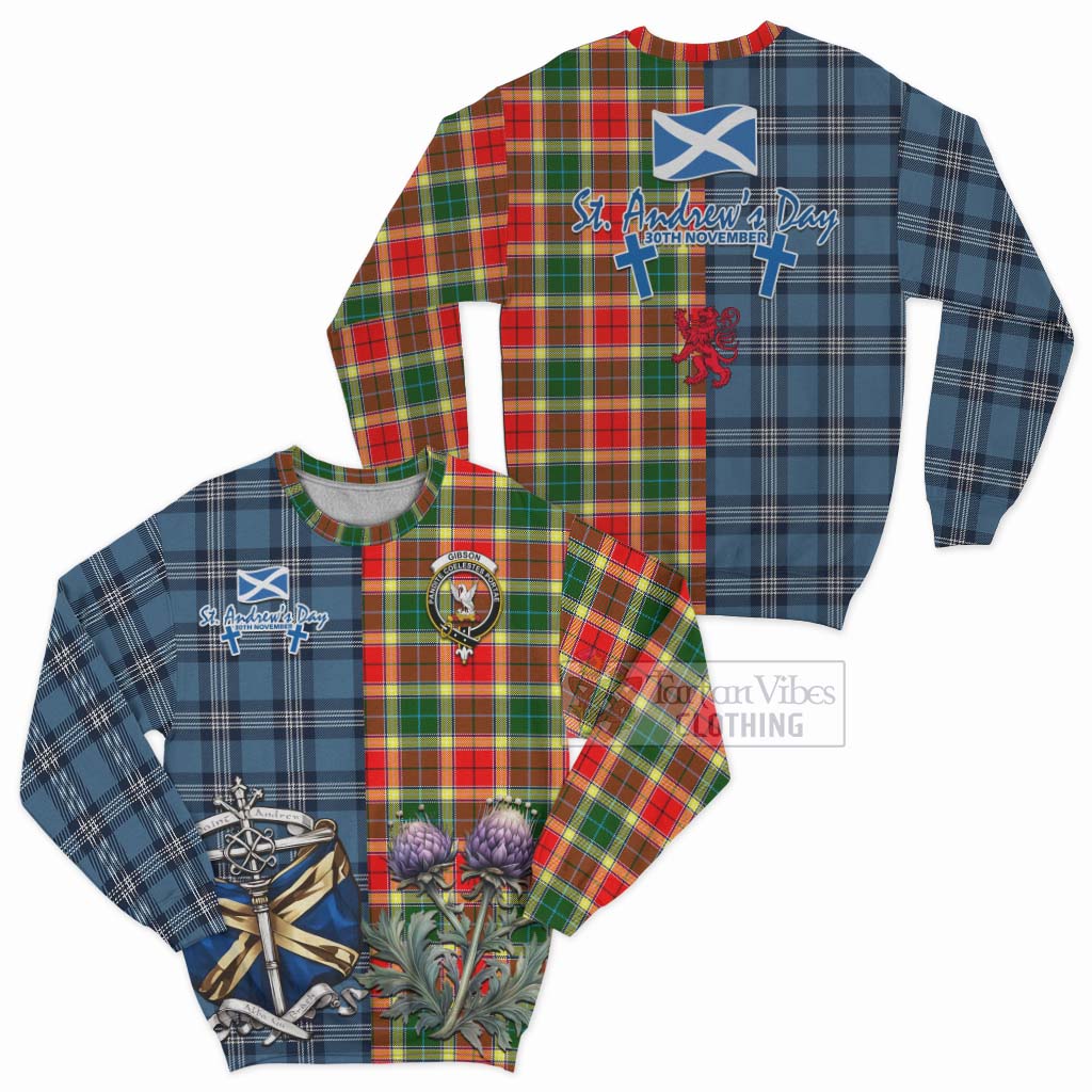 Tartan Vibes Clothing Gibson (Gibbs or Gibsone) Tartan Sweatshirt Happy St. Andrew's Day Half Tartan Style