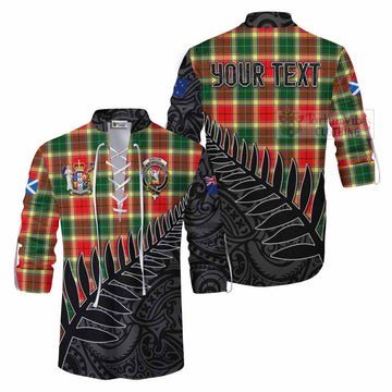 Gibson (Gibbs or Gibsone) Crest Tartan Ghillie Kilt Shirt with New Zealand Silver Fern Half Style