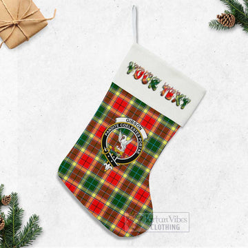 Gibson (Gibbs or Gibsone) Tartan Family Crest Christmas Stocking with Personalized Text