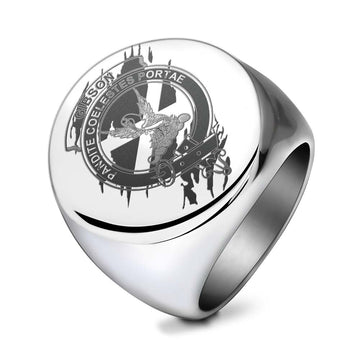 Gibson (Gibbs or Gibsone) Clan Crest Engraved Ring Scotland In Me Style