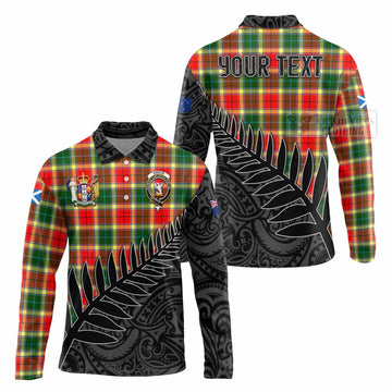 Gibson (Gibbs or Gibsone) Crest Tartan Long Sleeve Polo Shirt with New Zealand Silver Fern Half Style