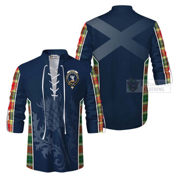 Gibson (Gibbs or Gibsone) Tartan Ghillie Kilt Shirt with Family Crest and Scottish Thistle Vibes Sport Style