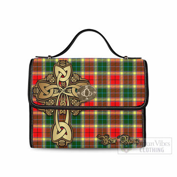 Gibson (Gibbs or Gibsone) Tartan Waterproof Canvas Bag Golden Thistle Celtic Cross Style