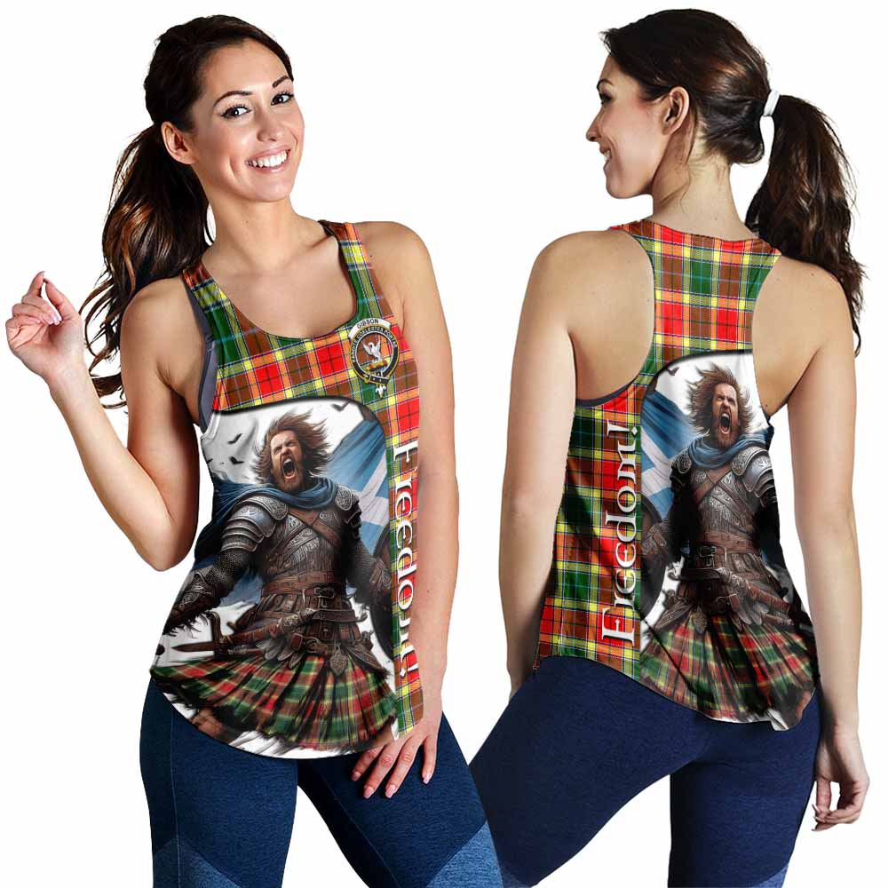 Tartan Vibes Clothing Gibson (Gibbs or Gibsone) Crest Tartan Women's Racerback Tanks Inspired by the Freedom of Scottish Warrior