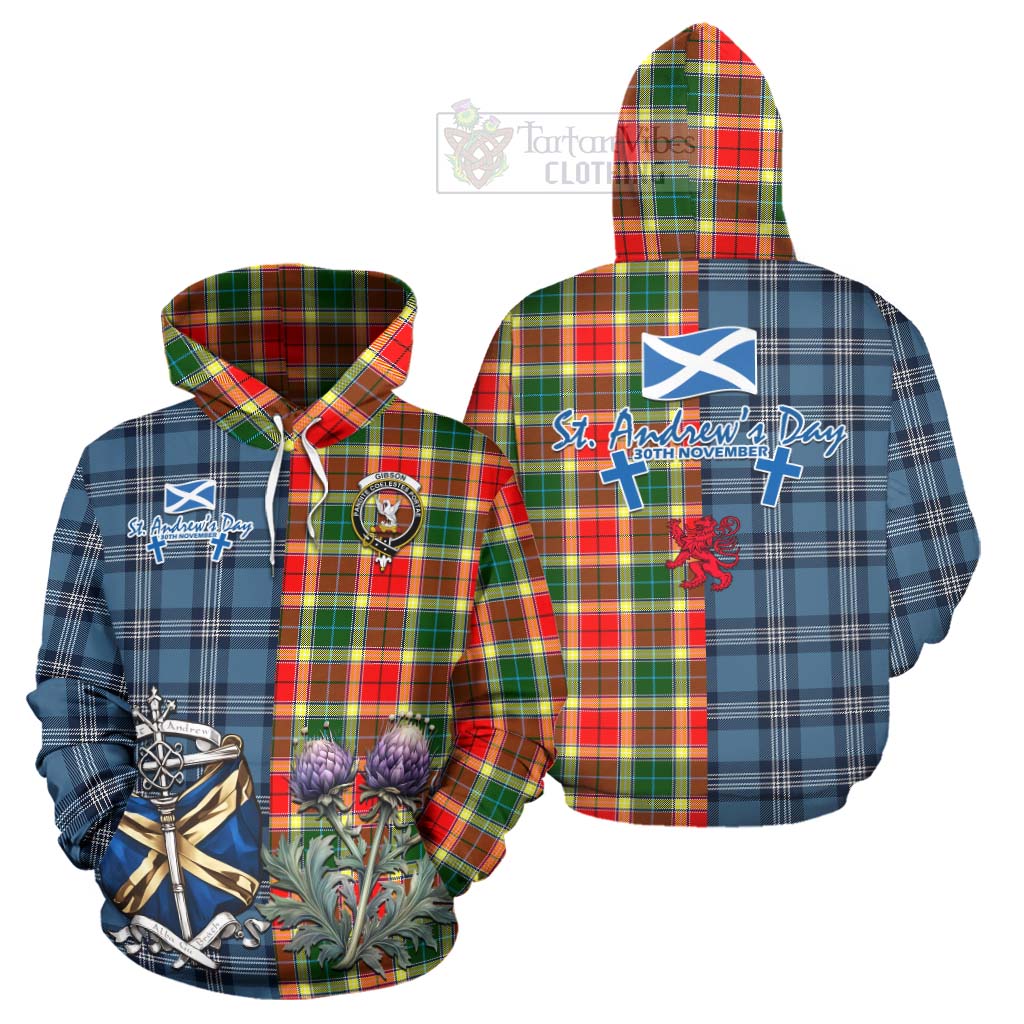 Tartan Vibes Clothing Gibson (Gibbs or Gibsone) Tartan Hoodie Happy St. Andrew's Day Half Tartan Style