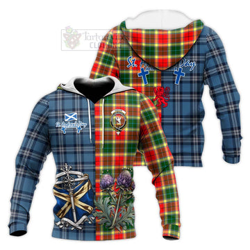 Gibson (Gibbs or Gibsone) Tartan Knitted Hoodie Happy St. Andrew's Day Half Tartan Style