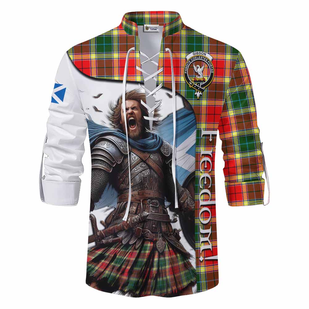 Tartan Vibes Clothing Gibson (Gibbs or Gibsone) Crest Tartan Ghillie Kilt Shirt Inspired by the Freedom of Scottish Warrior