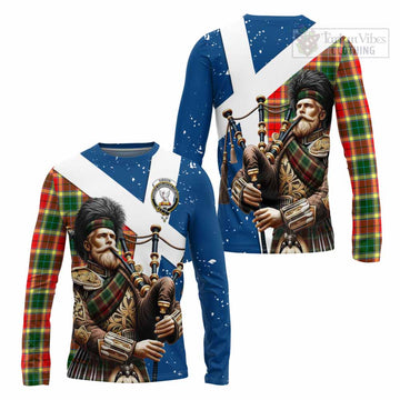 Gibson (Gibbs or Gibsone) Tartan Long Sleeve T-Shirt with Family Crest Scottish Bagpiper Vibes