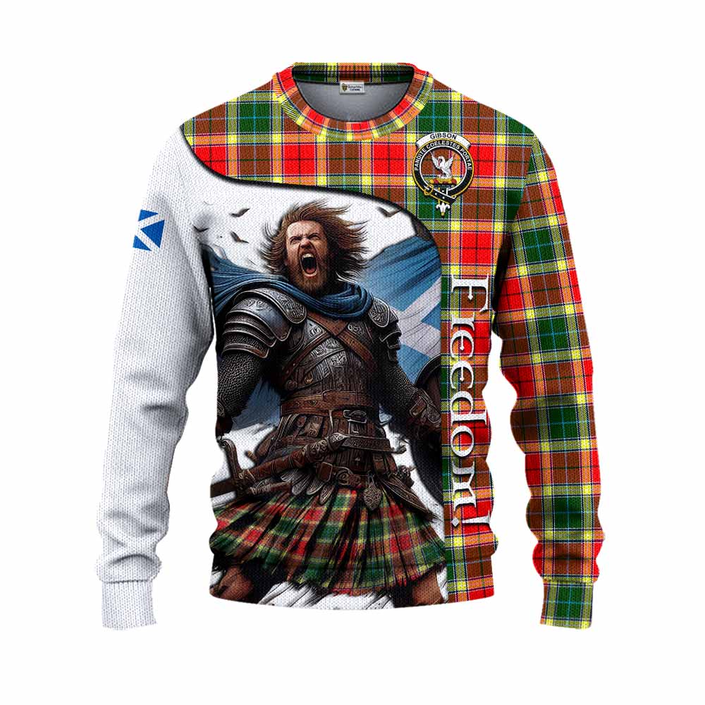 Tartan Vibes Clothing Gibson (Gibbs or Gibsone) Crest Tartan Knitted Sweater Inspired by the Freedom of Scottish Warrior