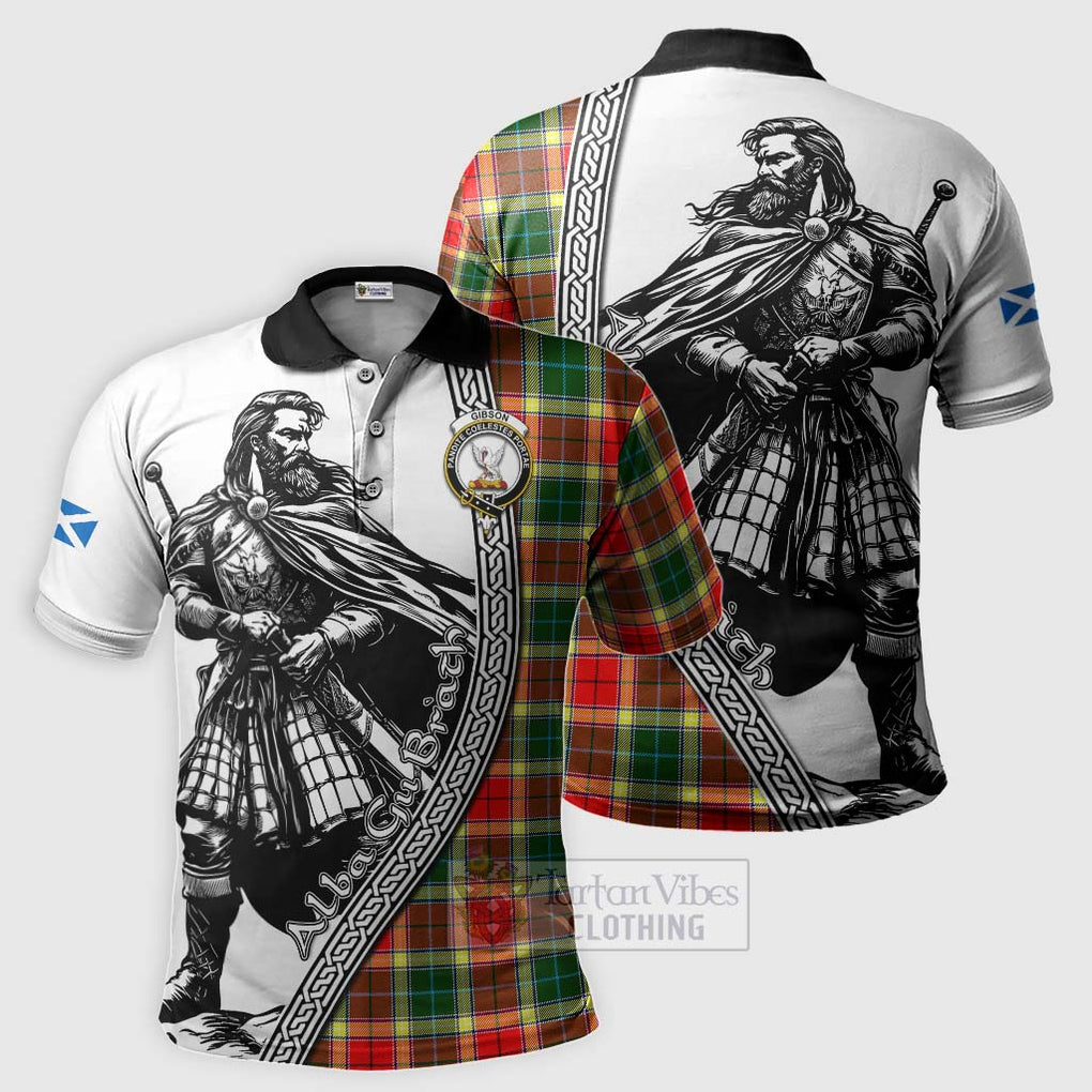 Tartan Vibes Clothing Gibson (Gibbs or Gibsone) Tartan Clan Crest Polo Shirt with Highlander Warrior Celtic Style