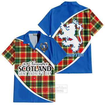 Gibson (Gibbs or Gibsone) Family Crest Tartan Short Sleeve Button Shirt Celebrate Saint Andrew's Day in Style