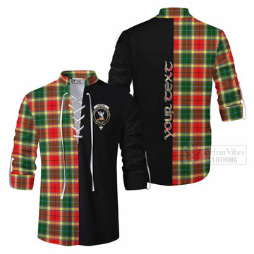 Gibson (Gibbs or Gibsone) Tartan Ghillie Kilt Shirt with Family Crest and Half Of Me Style