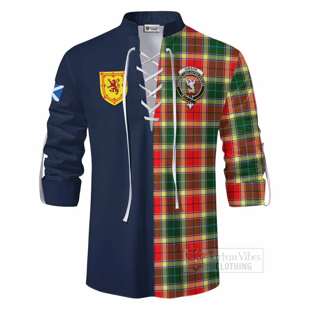 Gibson (Gibbs or Gibsone) Tartan Ghillie Kilt Shirt Alba with Scottish Lion Royal Arm Half Style