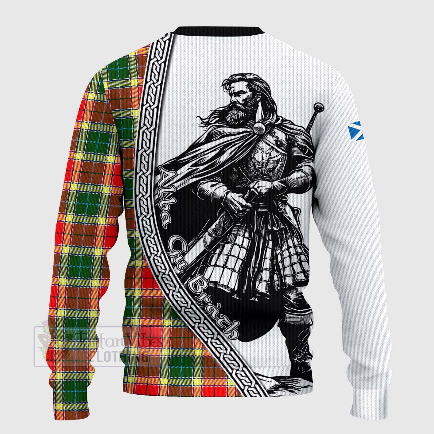 Tartan Vibes Clothing Gibson (Gibbs or Gibsone) Tartan Clan Crest Knitted Sweater with Highlander Warrior Celtic Style