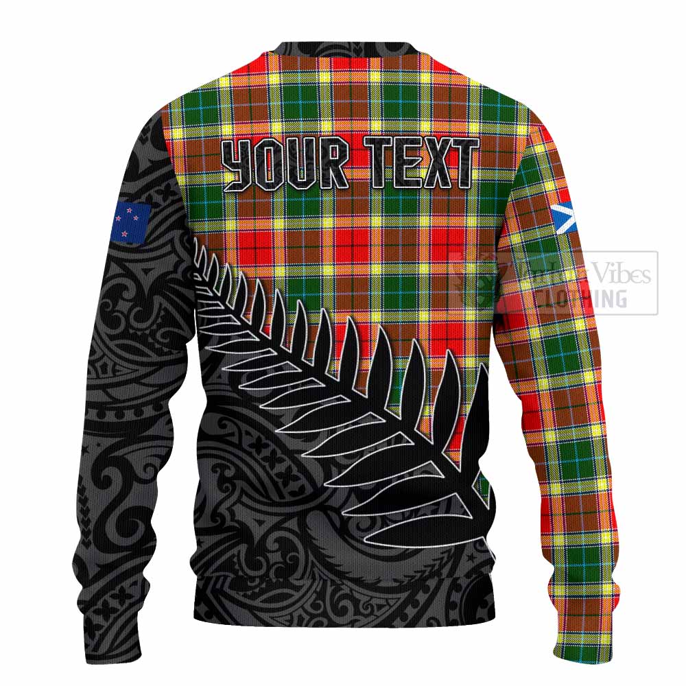 Tartan Vibes Clothing Gibson (Gibbs or Gibsone) Crest Tartan Knitted Sweater with New Zealand Silver Fern Half Style