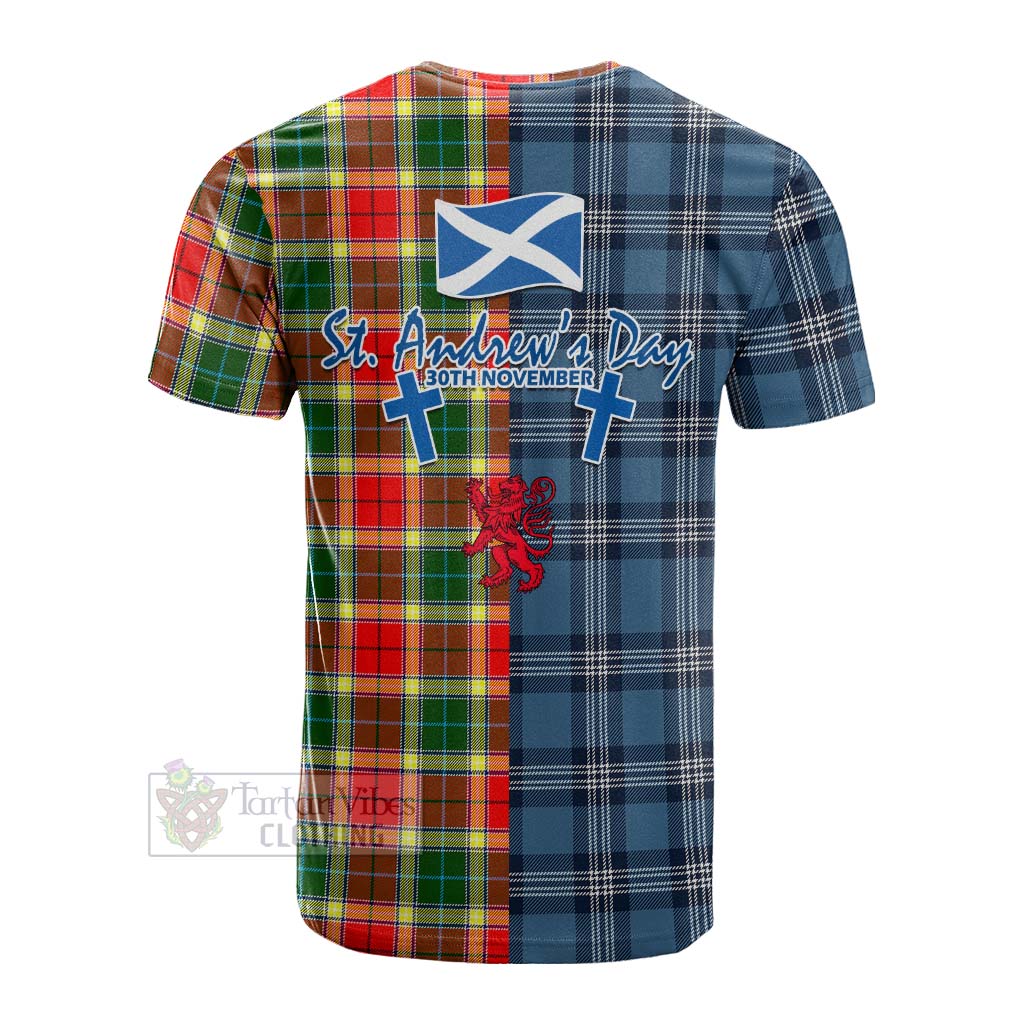 Tartan Vibes Clothing Gibson (Gibbs or Gibsone) Tartan Cotton T-shirt Happy St. Andrew's Day Half Tartan Style