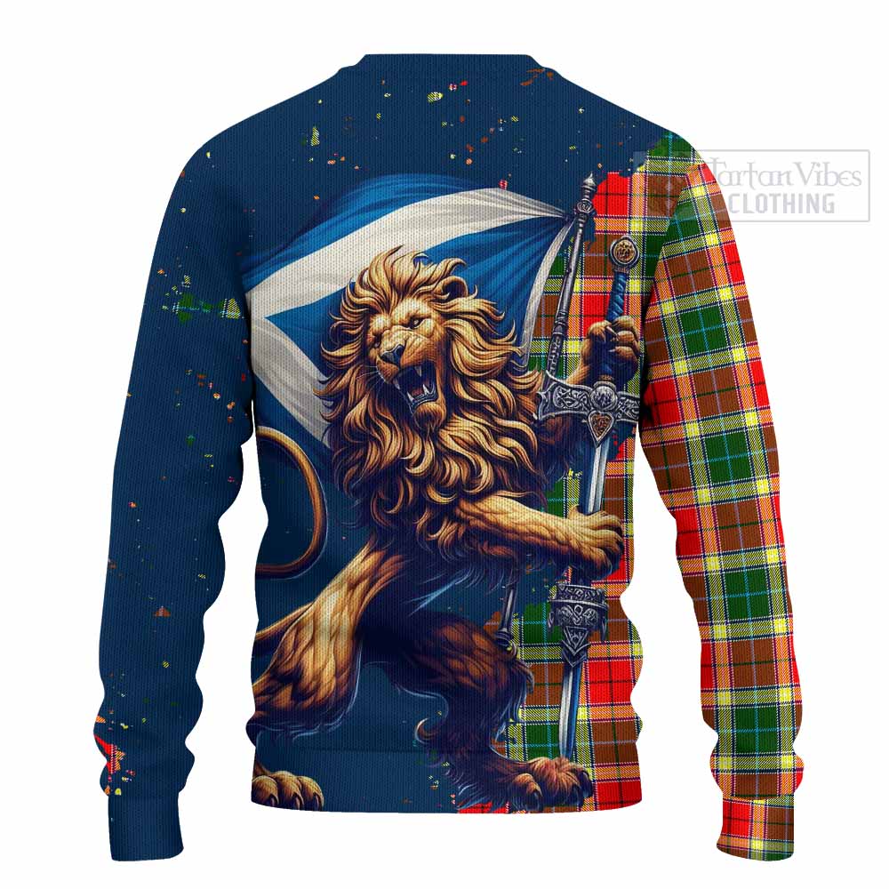 Tartan Vibes Clothing Gibson (Gibbs or Gibsone) Tartan Family Crest Knitted Sweater with Scottish Majestic Lion