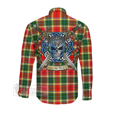 Gibson (Gibbs or Gibsone) Tartan Long Sleeve Button Shirt with Family Crest Celtic Skull Style